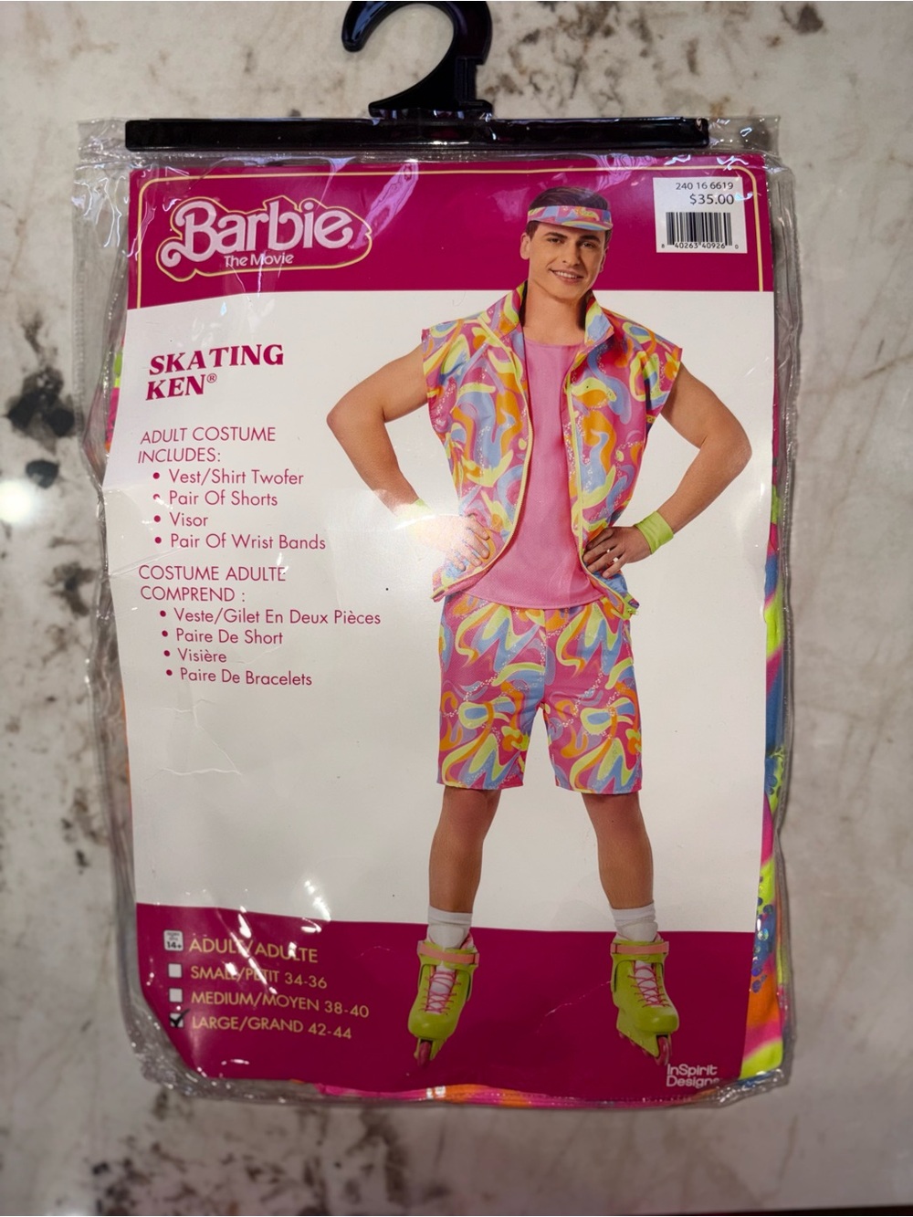Barbie Skating Ken Costume - Bright Pink & Neon Swirl